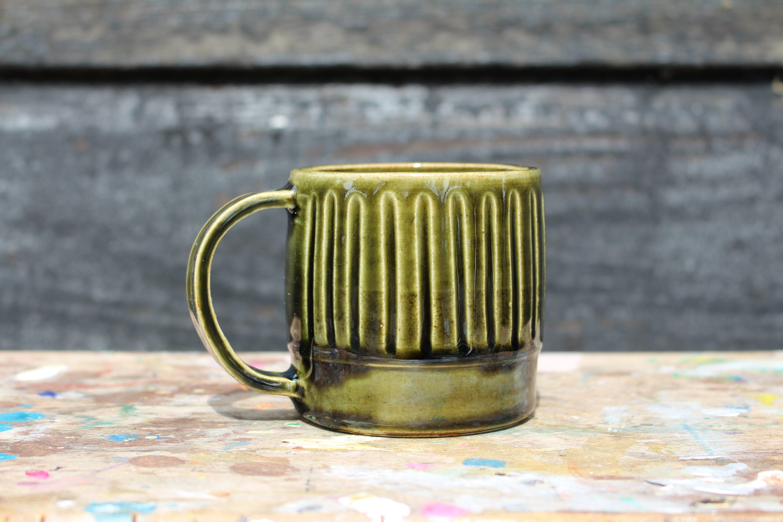mug stripe green